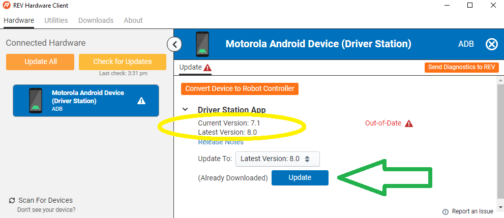 Update Status of Phone